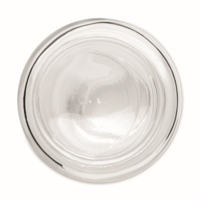Botella transparente con tapa de bambú